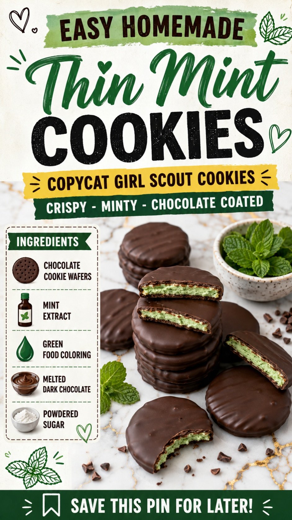 Homemade Thin Mint Cookies (Easy Copycat Girl Scout Recipe)